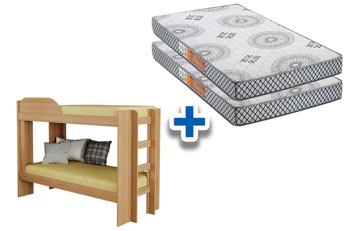 Colchão D20 Pérola Grey Polar (2un) + Beliche Bia