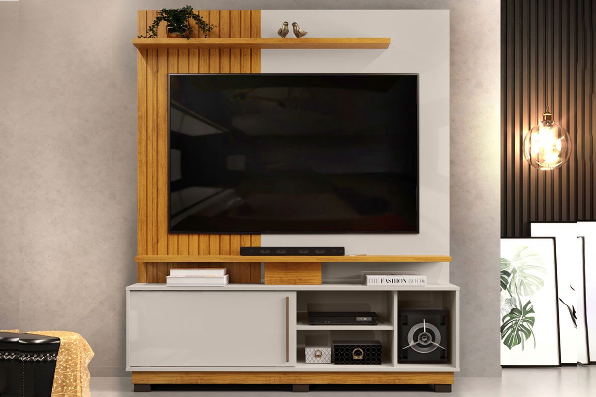 Home p/ TV até 55 Pol Athenas c/1 porta e 5 Nichos 150x179cm DJ Móveis