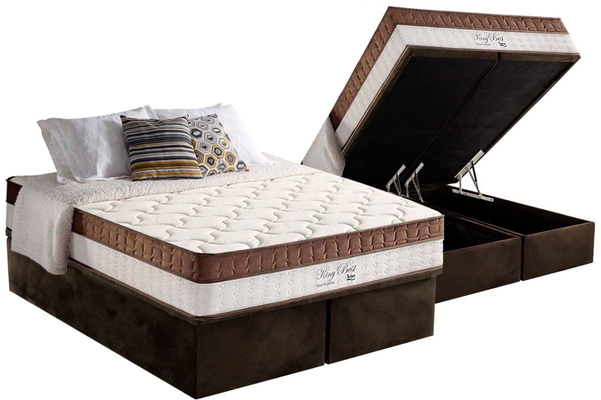 Cama Box Baú CRC +Colchão Molas King Best Anjos