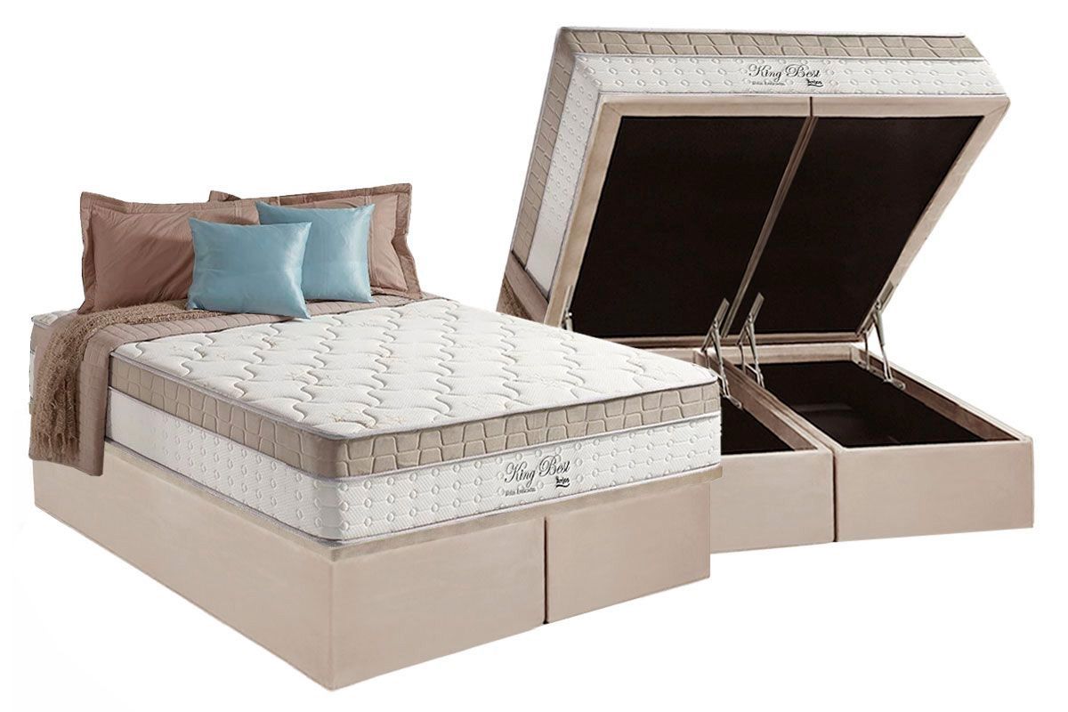 Cama Box Baú CRC +Colchão Molas King Best Anjos