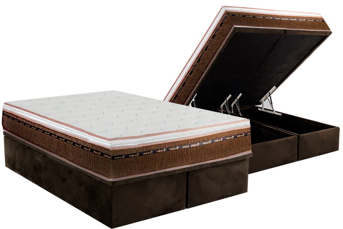 Cama Box Baú Filhão +Colchão Molas Comfort Luckspuma