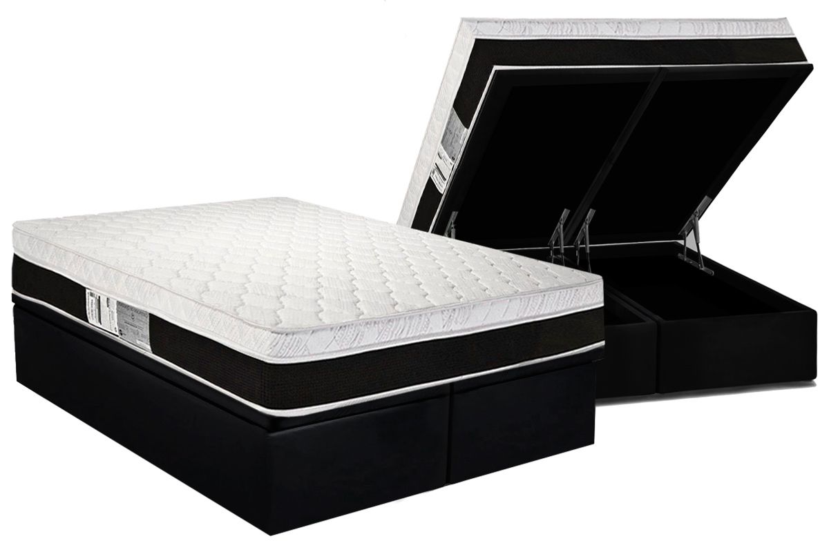 Cama Box Baú Filhão +Colchão Molas Roma Luckspuma