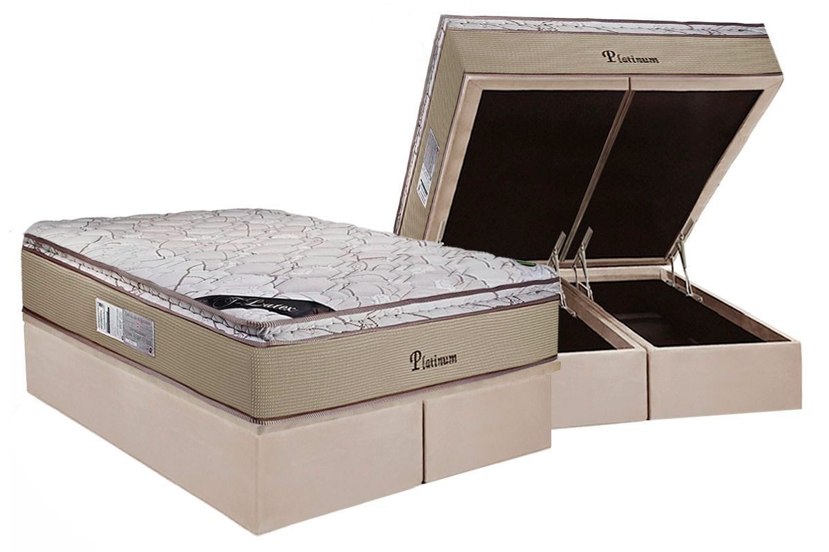 Cama Box Baú CRC +Colchão Molas Platinum Luckspuma