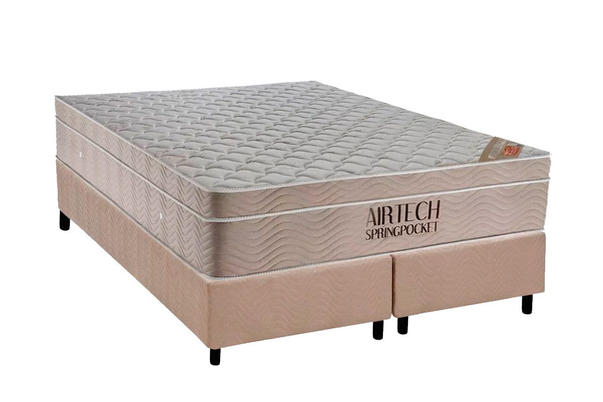 Cama Box CRC +Colchão Molas Airtech Ortobom
