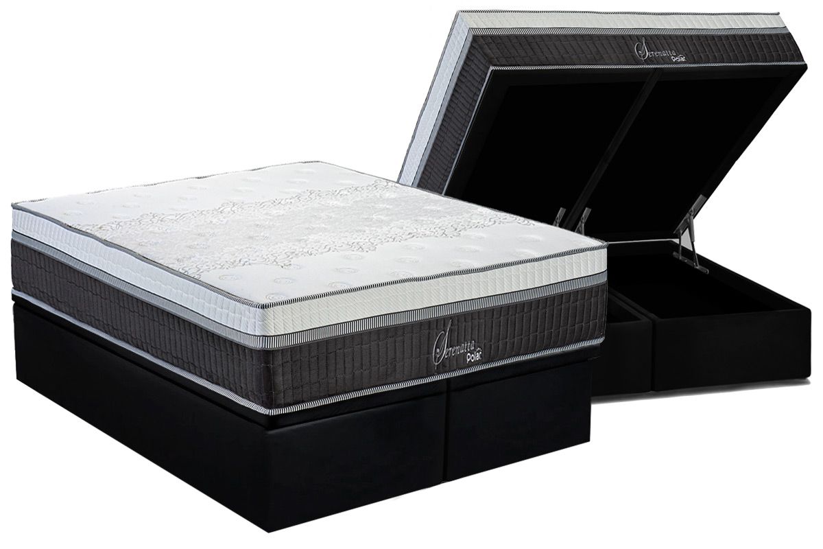 Cama Box Baú CRC +Colchão Molas Serenatta Polar