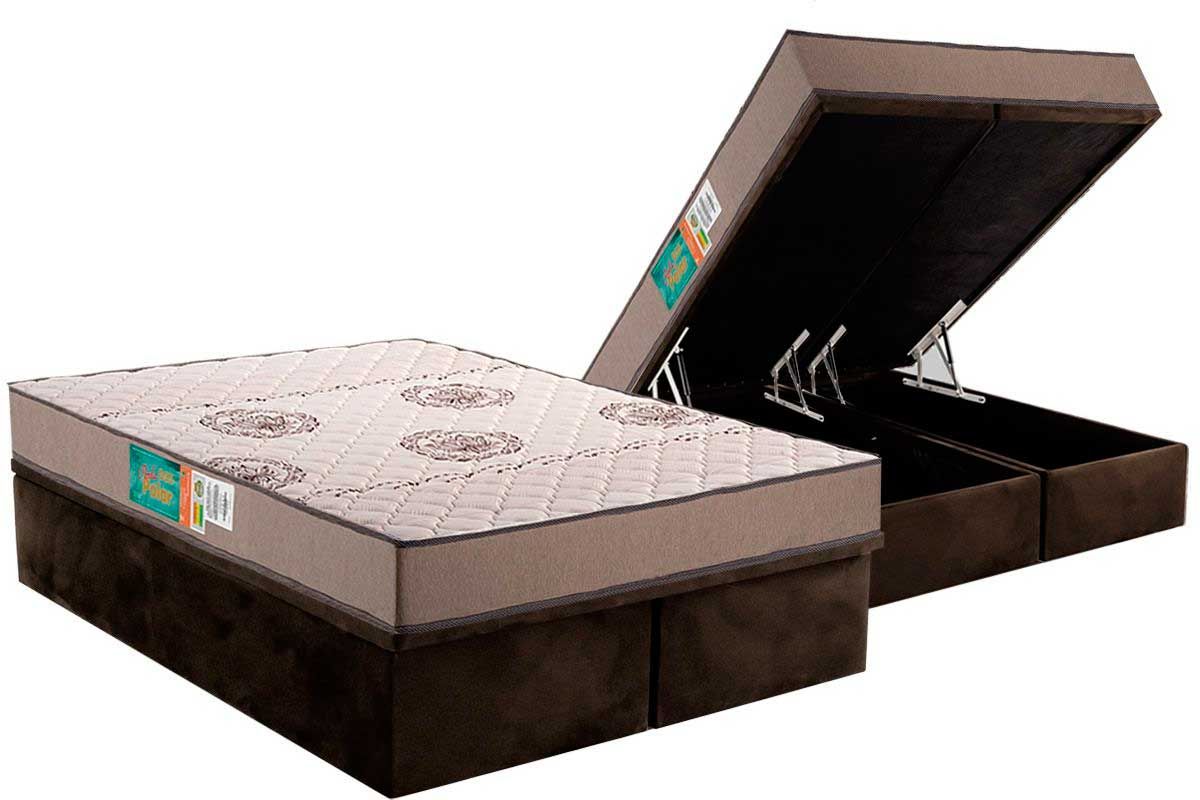 Cama Box Baú CRC +Colchão Espuma D33 Pérola Polar