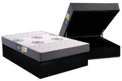 Cama Box Baú Filhão +Colchão Espuma D45 Pérola Polar