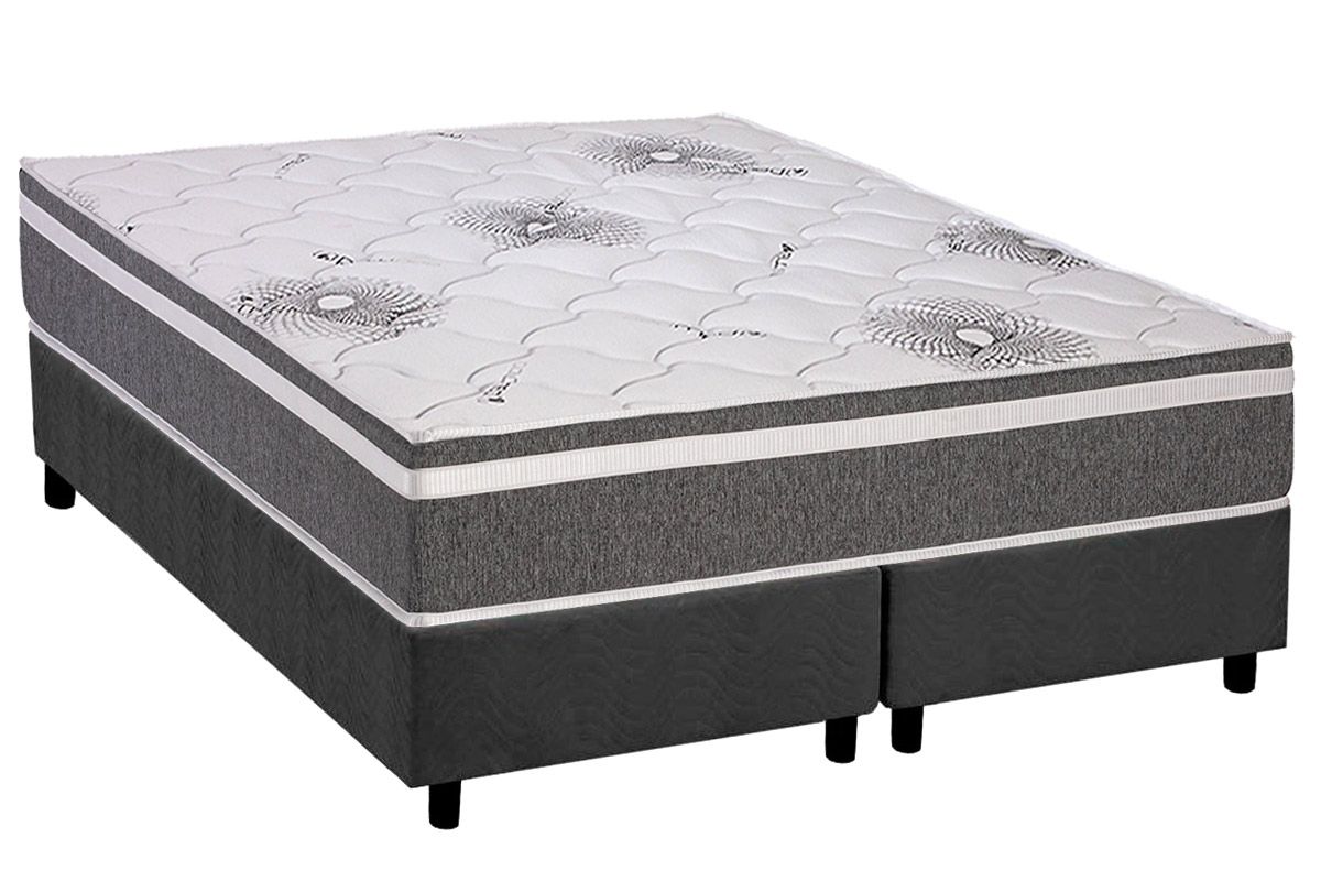 Cama Box CRC +Colchão Espuma D33 Pérola Polar