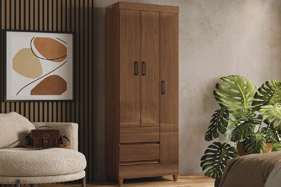 Guarda Roupa Solteiro 3 Portas e 2 Gavetas c/Pés Fit 3.2 S. Andirá