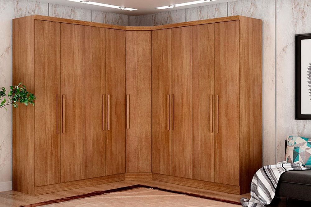 Quarto Casal Completo Rizon/Linea 3Peças (2GuardaRoupas+1ClosetCantoObliquo) QCM105 Novo Horizonte