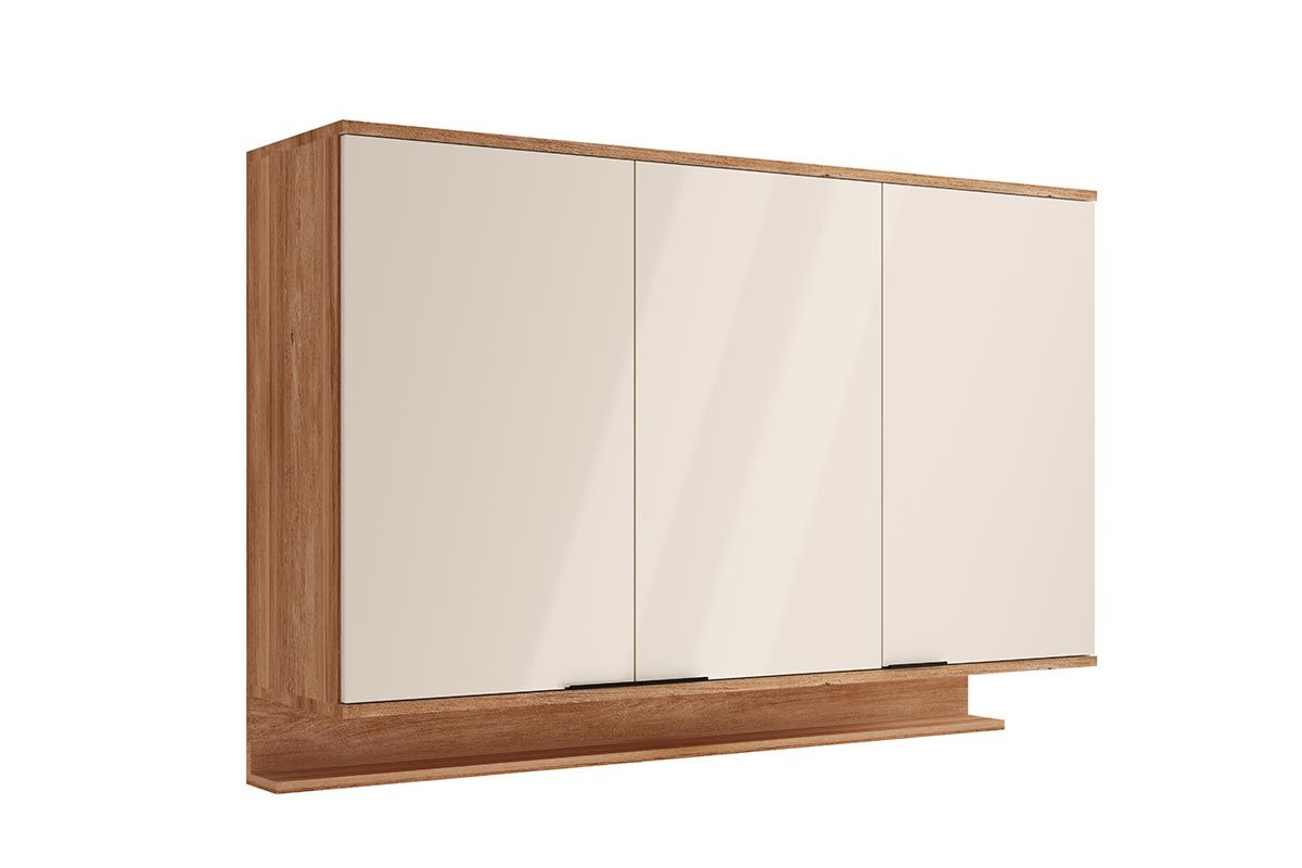 Armário Aéreo Cozinha Carraro Alpha 2501 c/3 Portas 120cm Freijo/Off White