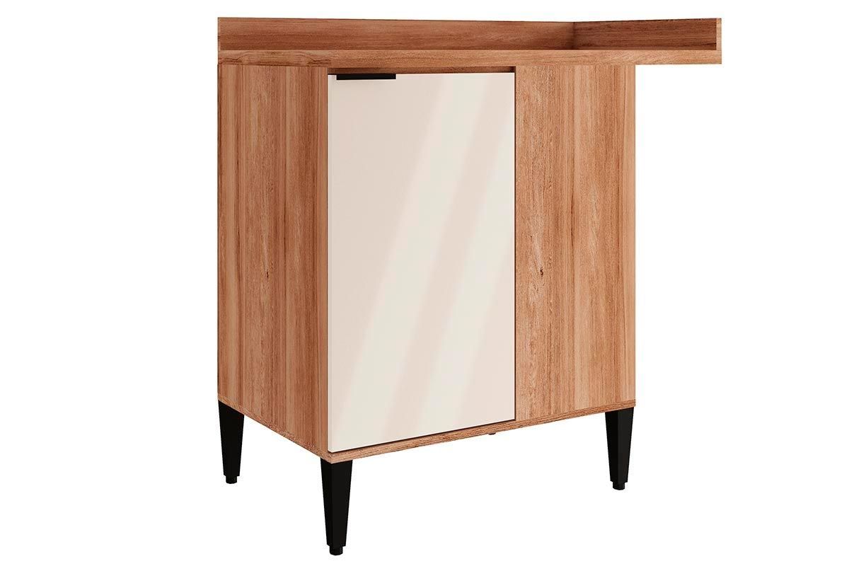 Balcão Cozinha Carraro Alpha 2508 Canto Reto c/1 Porta c/Tampo 94cm Freijo