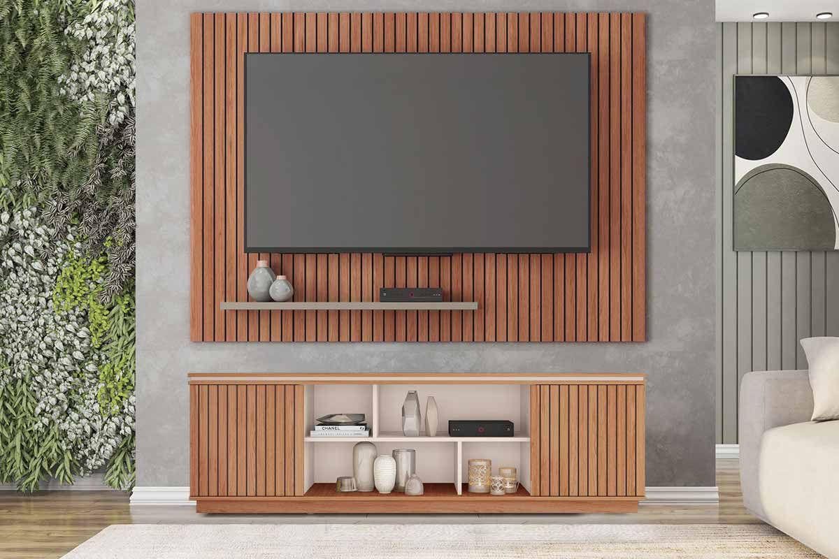 Rack Bancada c/ Painel p/ TV Até 70 Pol Simetria/Aegon - Caemmun