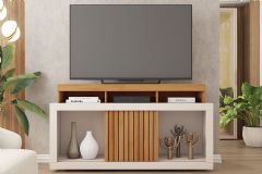 Rack Bancada p/ TV até 55 Pol Dragon c/Nicho e Rodízios 136cm Caemmun