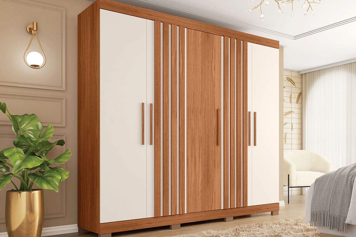Guarda Roupa Casal 5 Portas e 2 Gavetas Sophia Caemmun