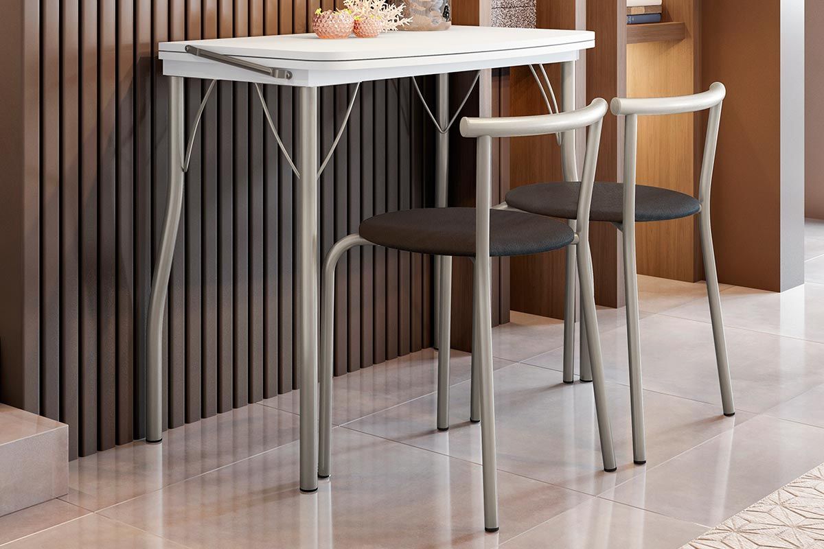 Sala de Jantar Completa Mesa Dobrável e 2 Banquetas 105 - Carraro