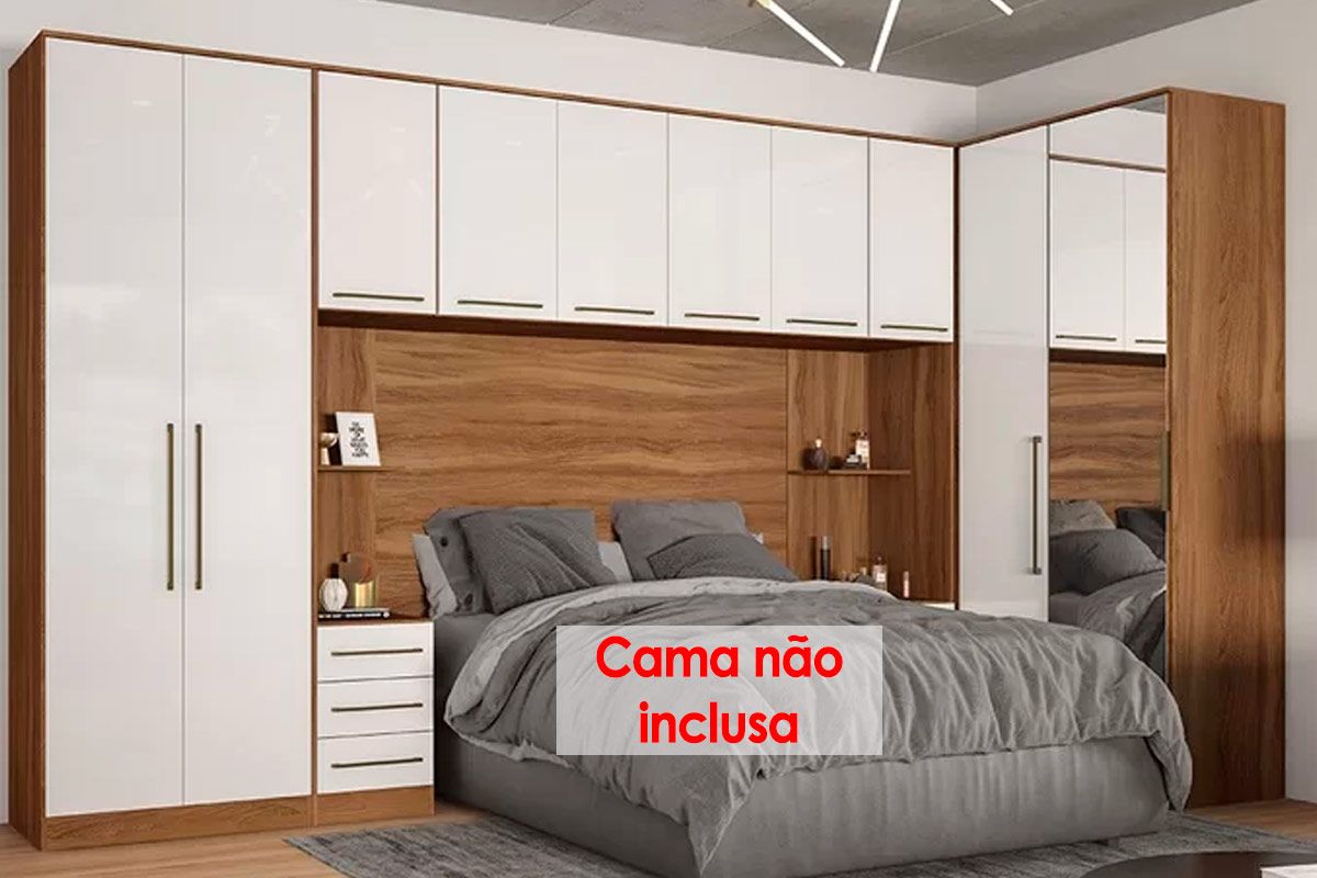 Quarto Casal Modulado Irlanda 7 Peças (3 Armários + 1 Ponte Aérea + 3 Complementos) QCM158 - Demóbile