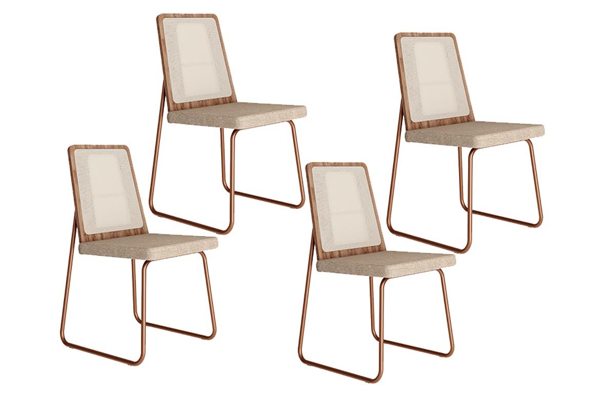 Cadeira Sala de Jantar Wood 1751 Kit 4 Uni - Carraro
