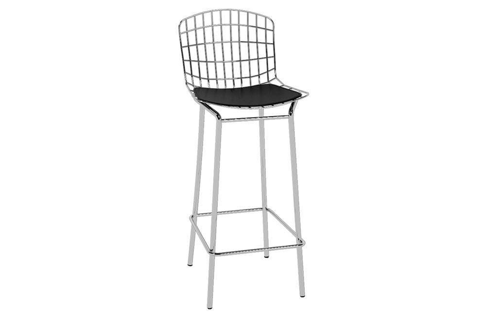 Banqueta Sala de Jantar Trama PB22CR 1 Un Cromado/Corano Branco Pozza