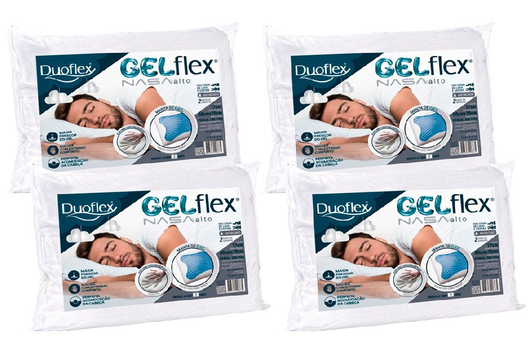 Travesseiro Viscoelástico Kit 4un Gelflex GN1100 Duoflex