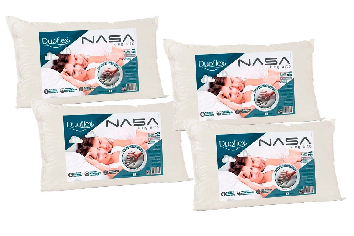 Travesseiro Viscoelástico Kit 4un Nasa Luxo NN1016 Duoflex