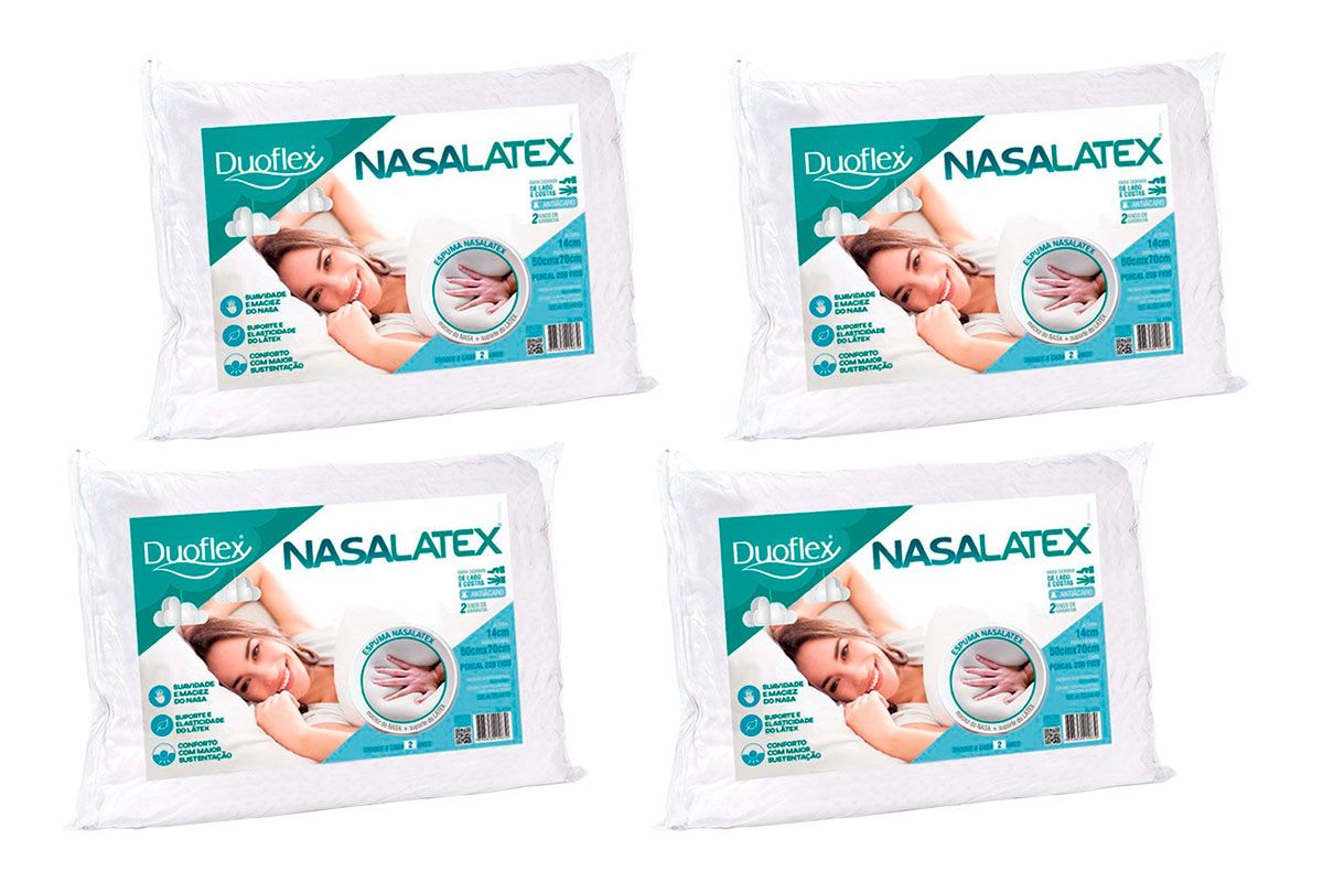 Travesseiro Látex Kit 4un Nasa NL1101 Duoflex