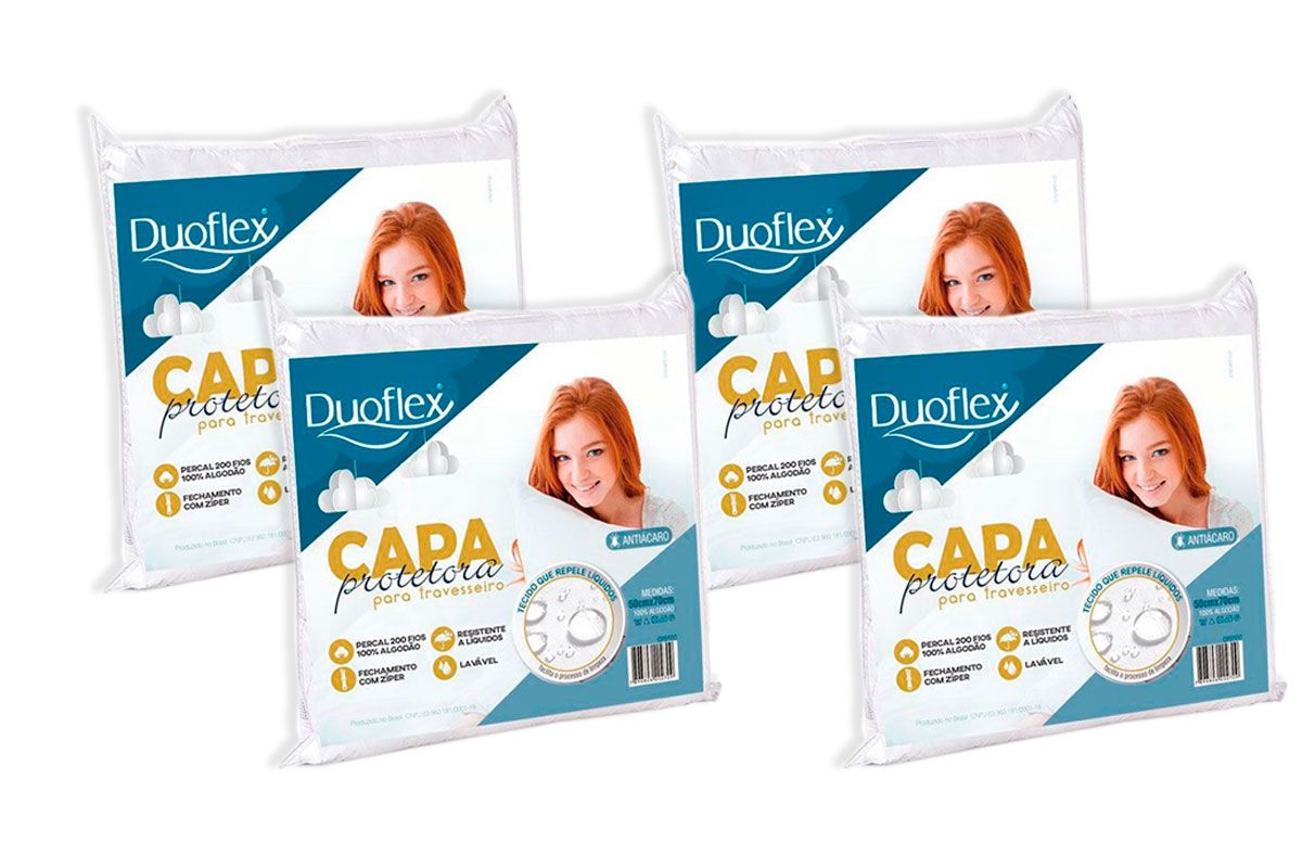 Capa Travesseiro Duoflex CP0100 Percal Impermeável 4Un