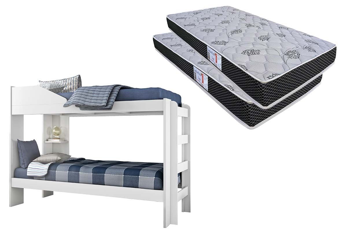 Colchão D20 Comfortpedic Line (2un) + Beliche Indy