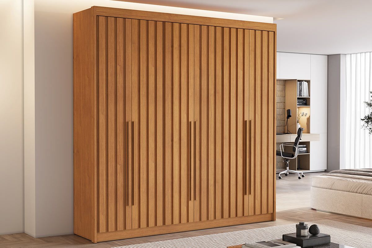 Guarda Roupa Casal 6 Portas Ripadas e 6 Gavetas Portugal Conquista