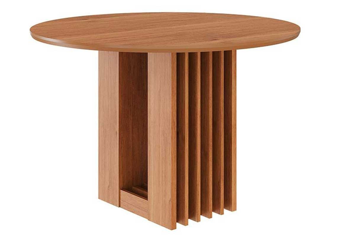 Mesa Jantar Ariela c/Tampo Madeirado Redondo 109x109cm Cinamomo Cimol