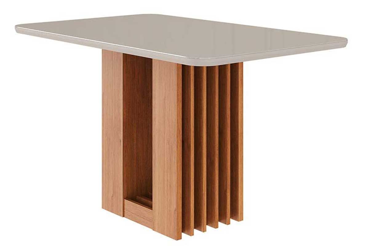 Mesa Jantar Ariela c/Tampo Madeirado Vidro 130x80cm Cimol