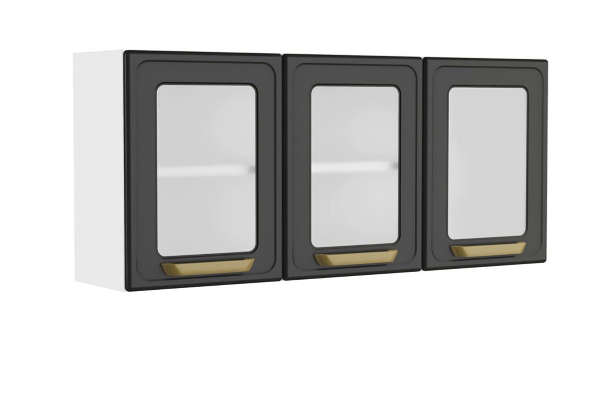 Armário Aéreo Cozinha Bertolini Bella c/3 Portas c/Vidro 120cm Verde