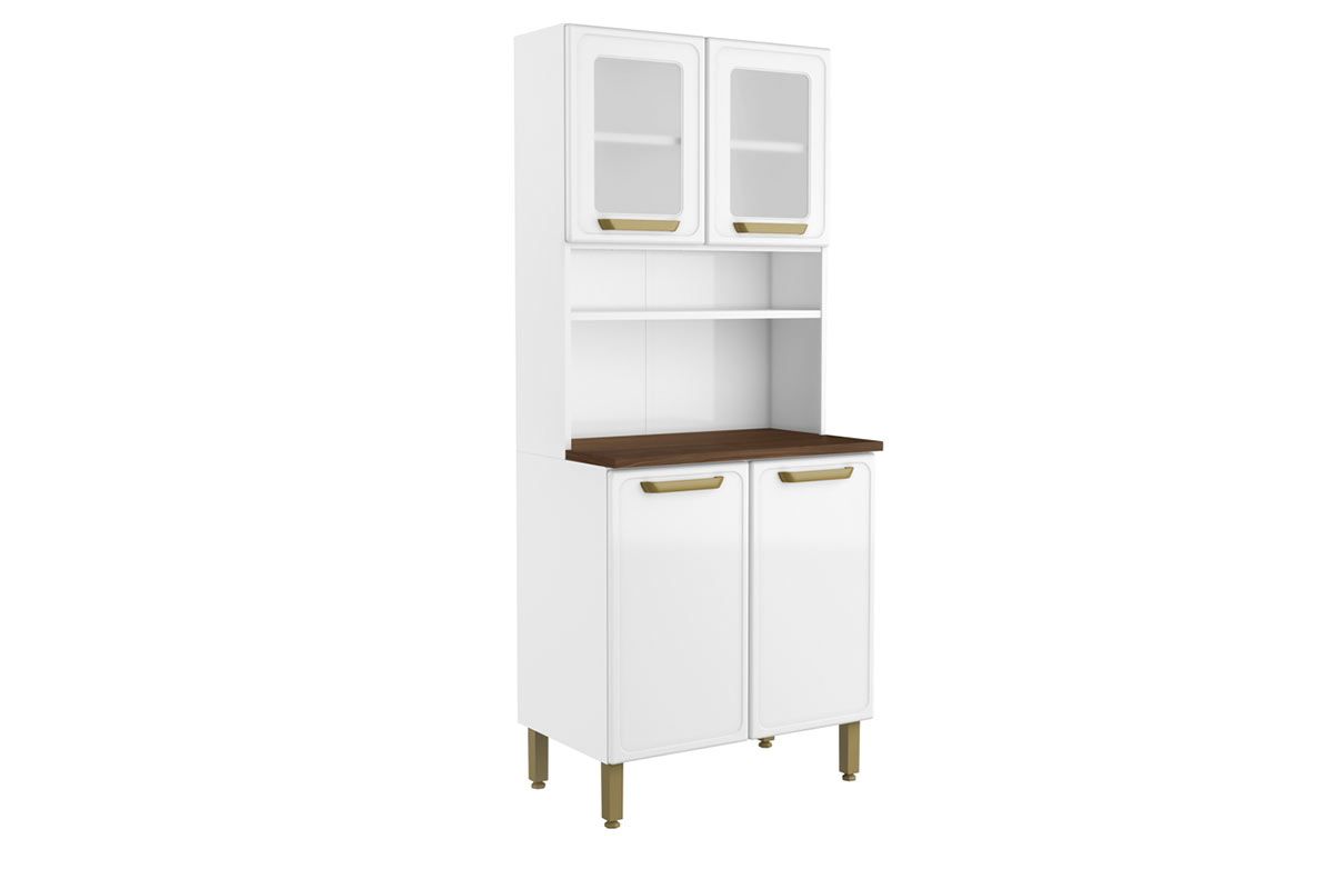 Cozinha Compacta Bertolini Bella c/4 Portas (2 c/Vidro) 80cm Grafite