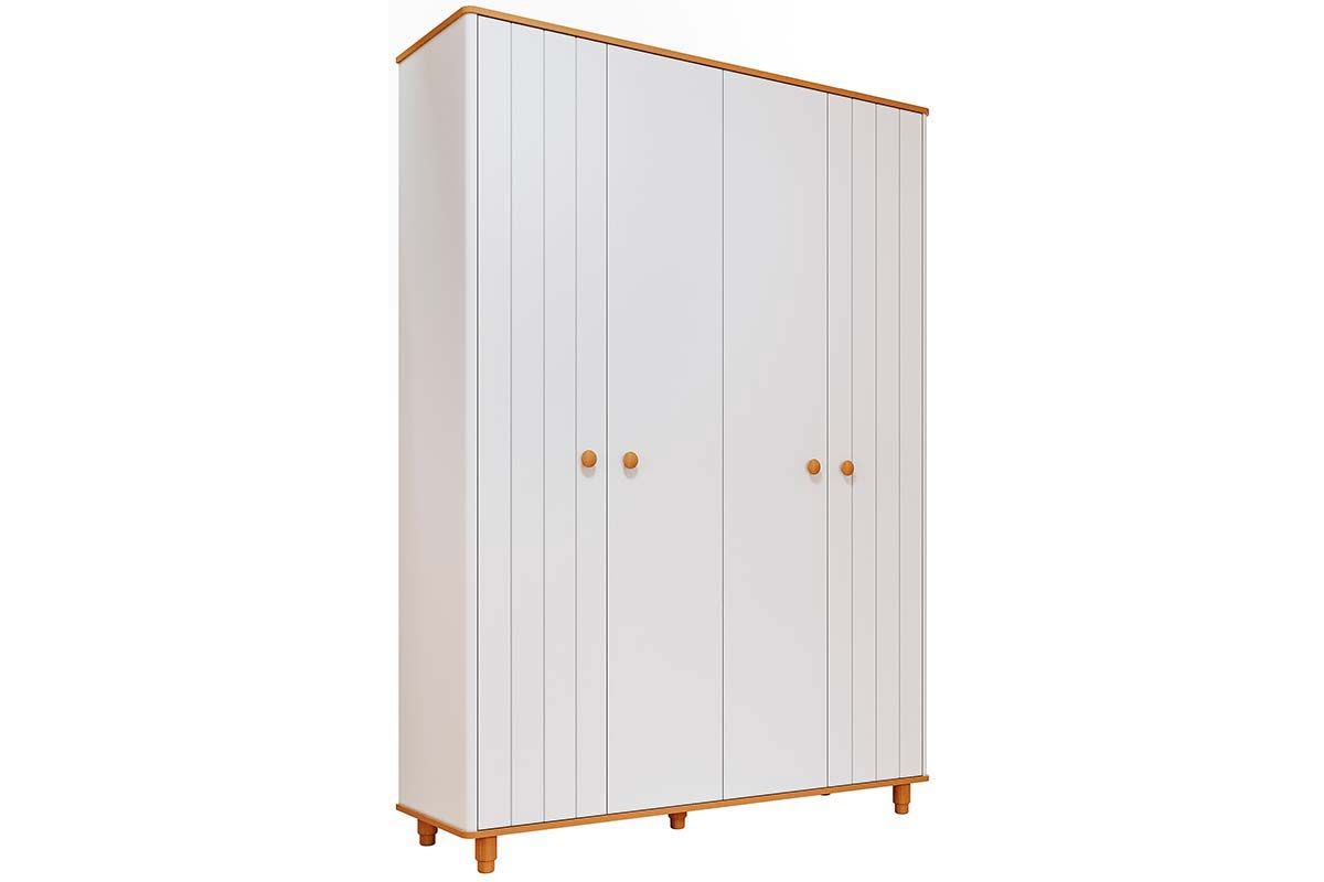 Guarda Roupa Infantil c/4 Portas (2 Ripadas) Cupcake Off White/Nature Permóbili Baby