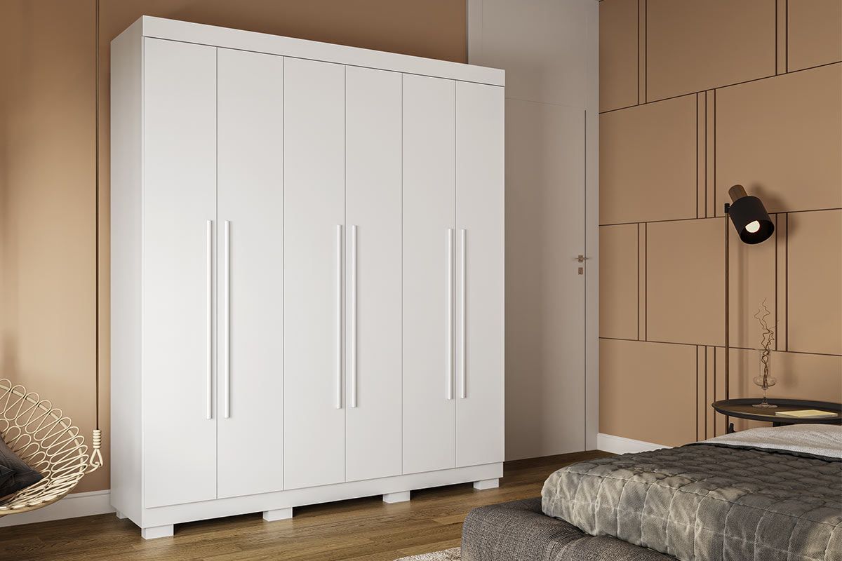 Guarda Roupa Solteiro 6 Portas e 3 Gavetas Paolla Cinamomo ACP