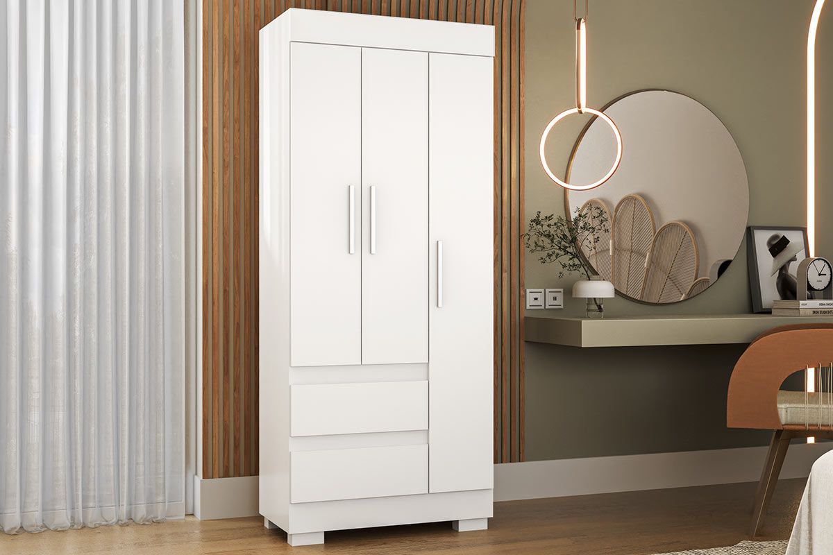 Guarda Roupa Solteiro 3 Portas e 2Gavs Maya Plus Cinamomo/Off White ACP
