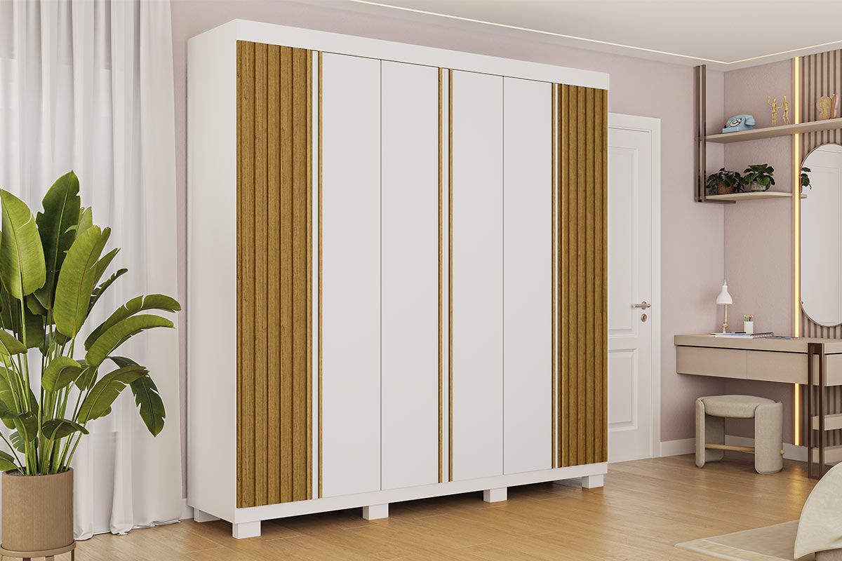 Guarda Roupa Casal 6 Portas (2 Ripadas) e 6 Gavetas Eliza ACP