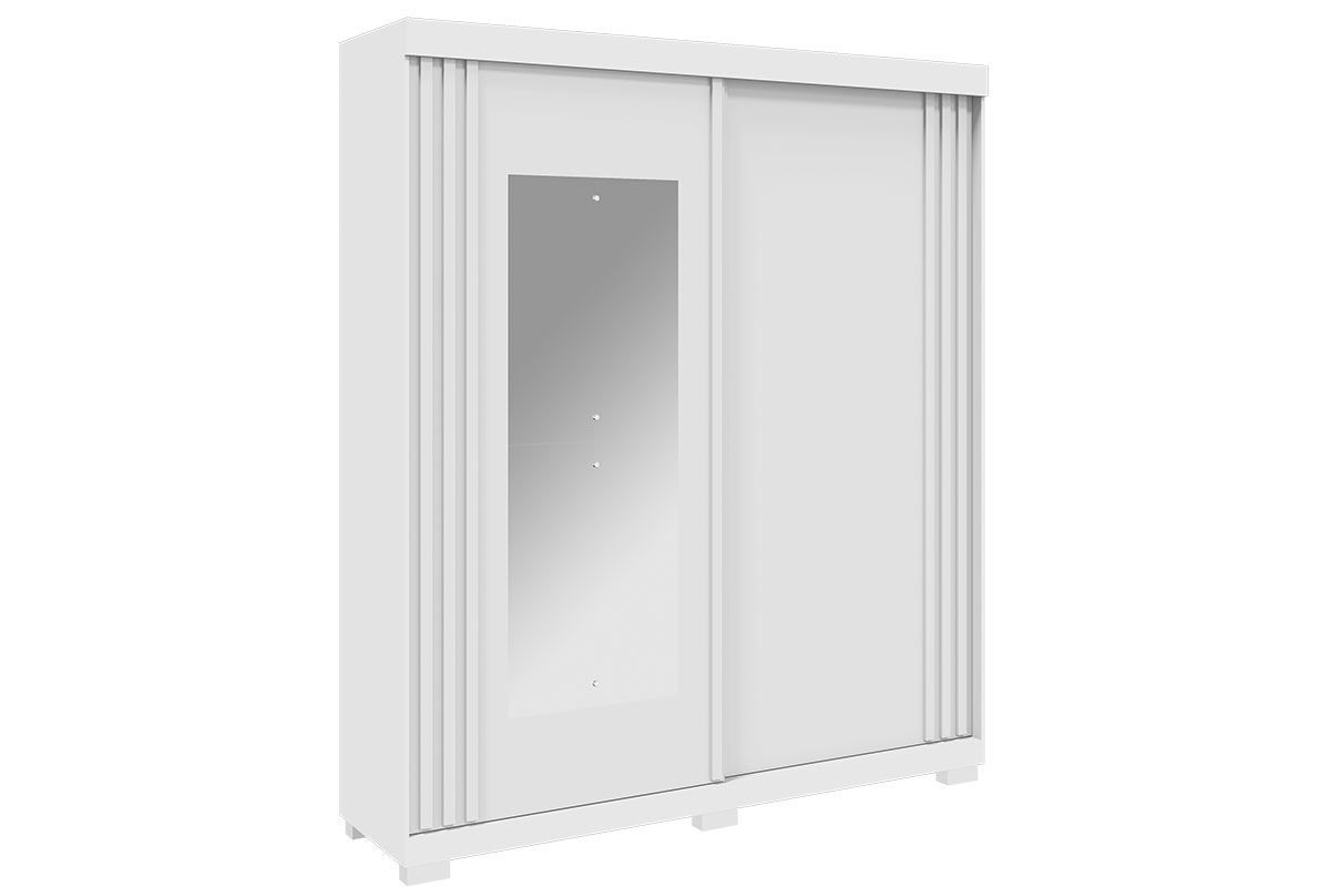 Guarda Roupa Solteiro 2 Portas (1 c/Espelho) e 3 Gavetas Athena Branco ACP