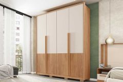 Guarda Roupa Solteiro 4 Portas (2 Ripadas) e 3 Gavetas Francis 1.8 Caemmun