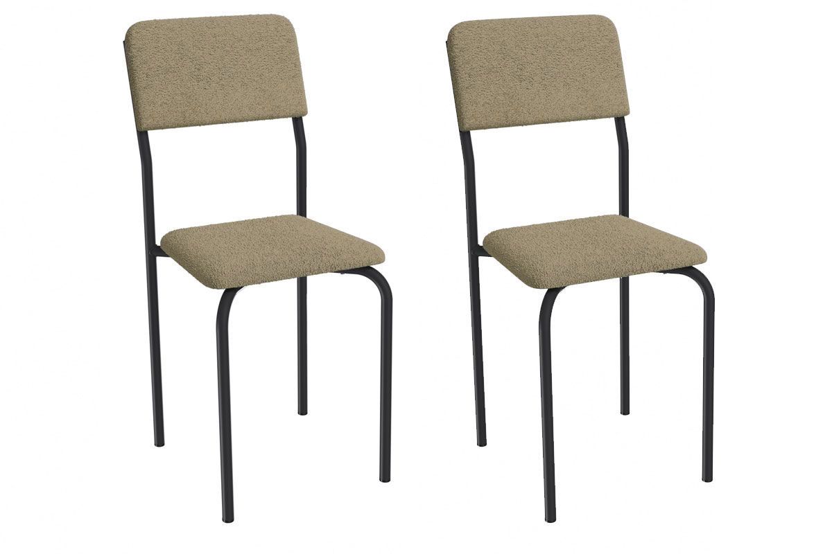 Cadeira Jantar Ibiza 2C133PRF Aço Kit 2 Un Preto/Boucle Cinza Kappesberg