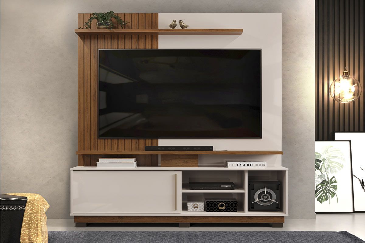 Home p/ TV até 55 Pol Atenas c/1 Porta 184x150cm Cedro/Bali DJ Móveis