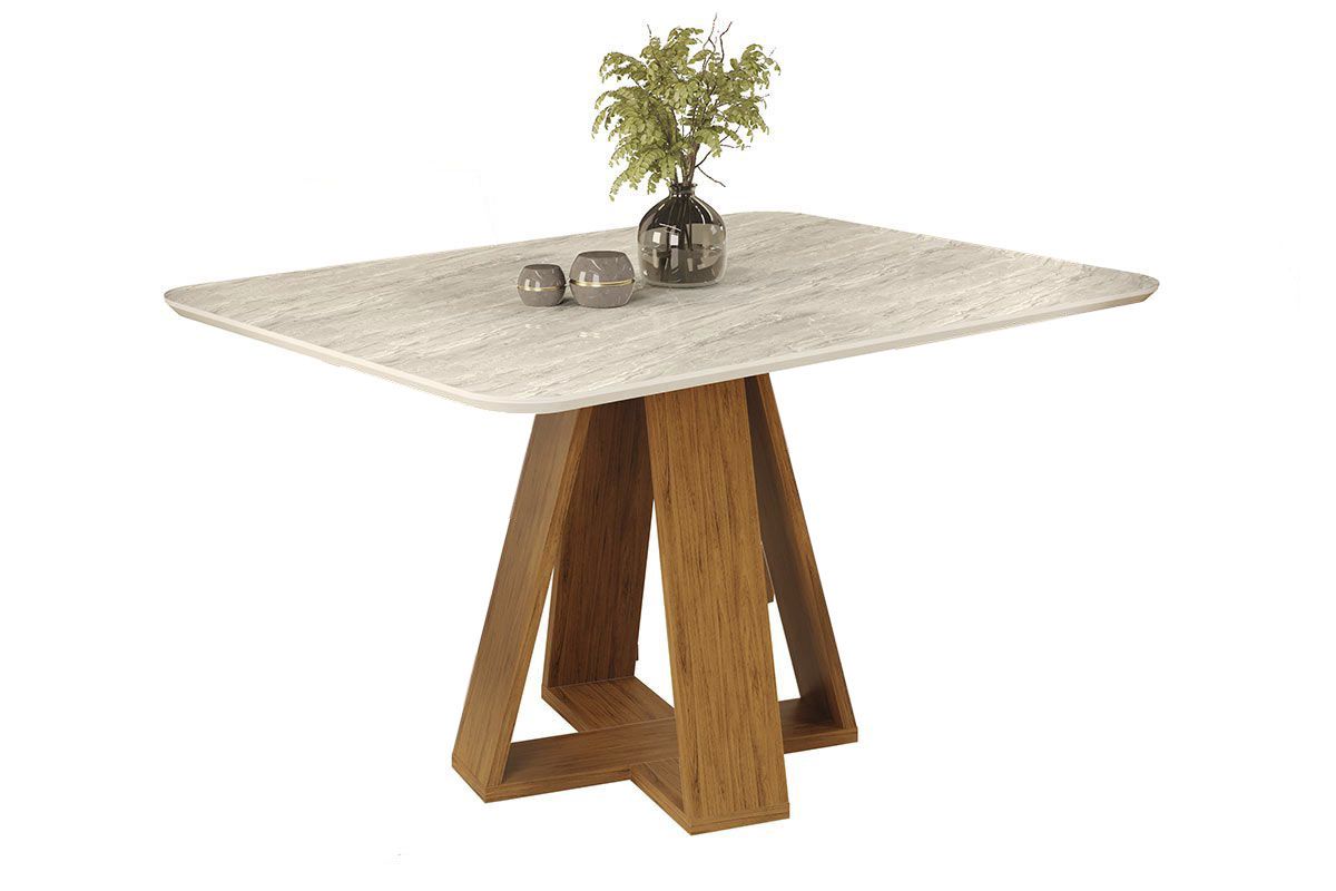 Mesa Jantar Celeste c/Tampo MDF Curvo 120cm DJ Móveis