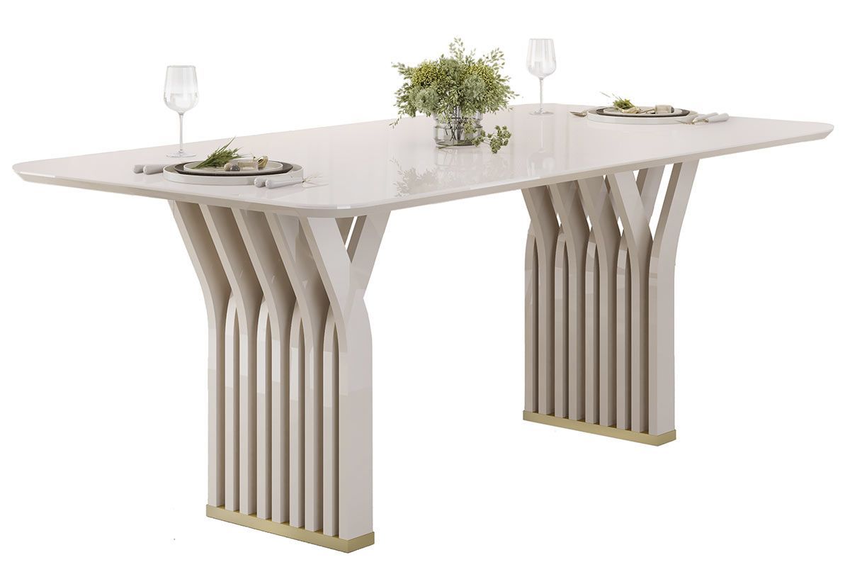 Mesa Jantar Yara c/Tampo Madeirado c/Vidro 180x100cm DJ Móveis