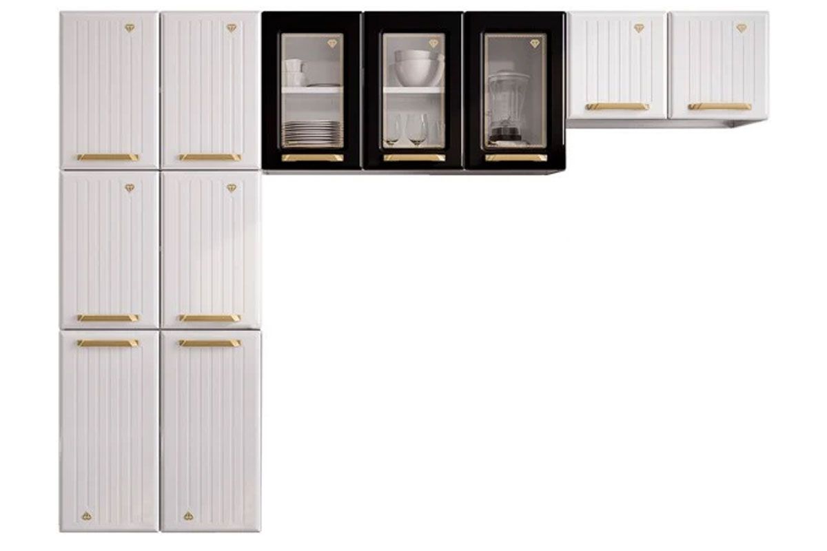 Cozinha Compacta Telasul Diamante New c/11 Portas ( 3 c/Vidro ) Branco