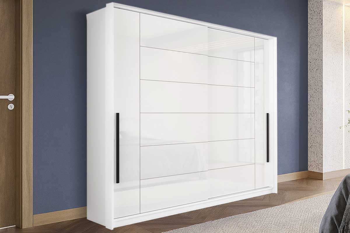 Guarda Roupa Casal 2 Portas de Correr e 2 Gavetas Lisboa Freijo/Branco Politorno