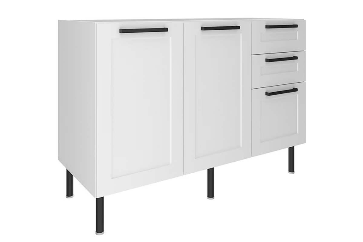 Balcão Cozinha Tecno Mobili CZ-3300 s/ Tampo c/2 Portas e 3 Gavetas 120cm