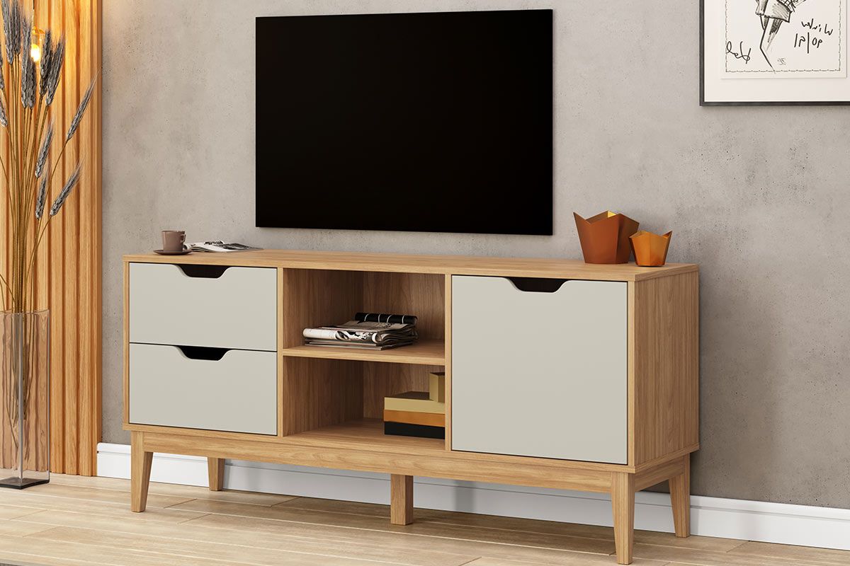 Rack Bancada p/ TV até 55 Pol MB 1096 c/2 Gavetas 136cm Movelbento