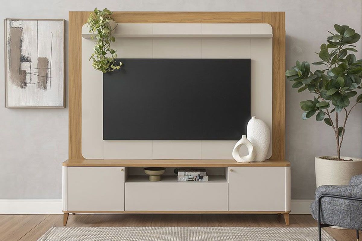 Home p/ TV até 70 Pol Munique c/3 Portas 1 Prateleira e Leds 200x190cm Linea Brasil