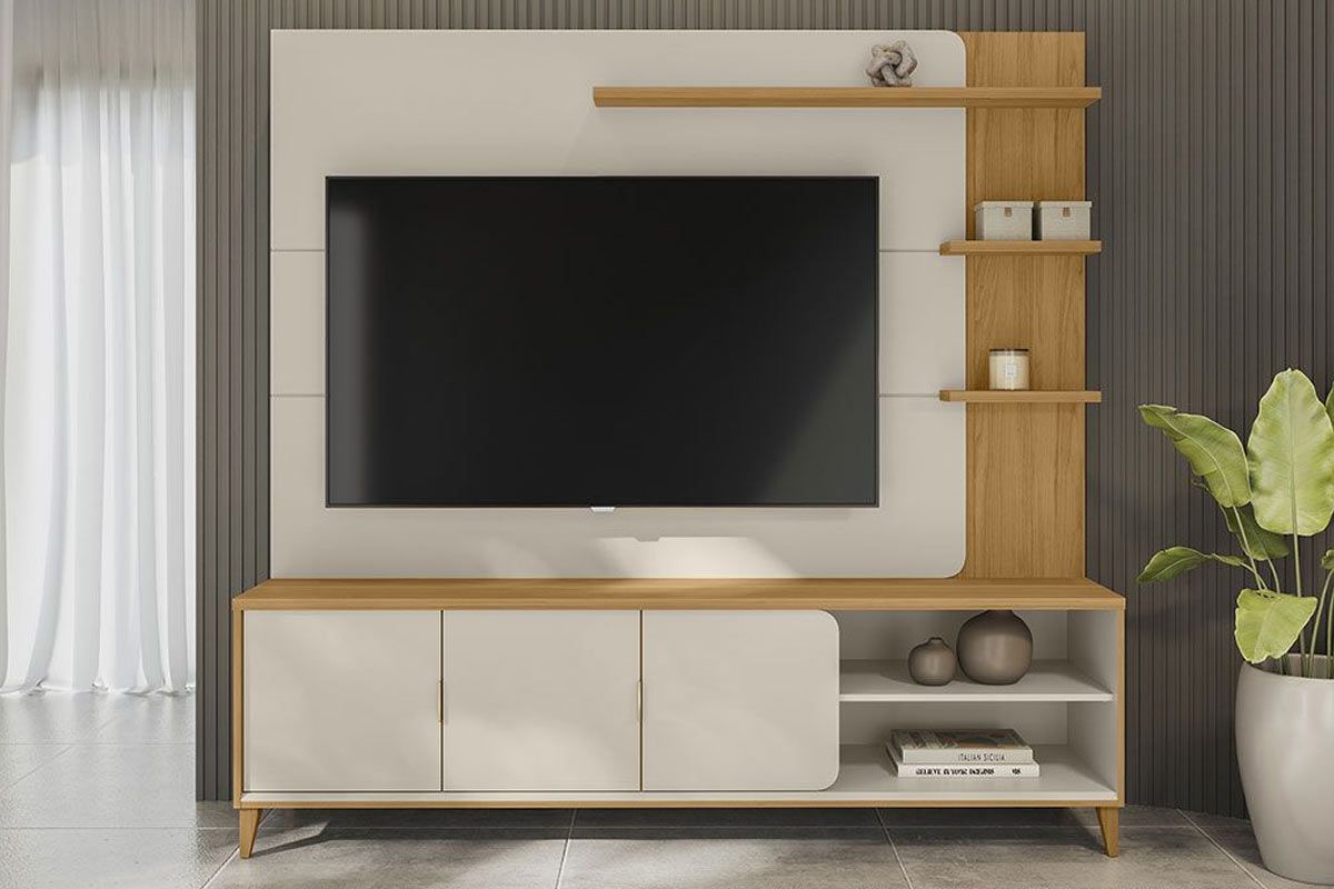 Home p/ TV até 70 Pol Napoli c/3 Portas 4 Prateleira c/Pés 193x200cm Linea Brasil