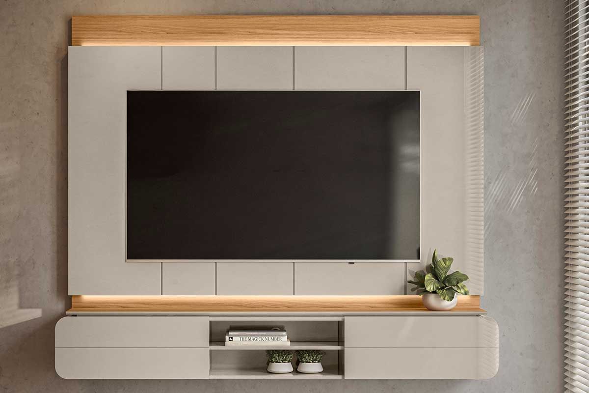 Painel Home p/ TV até 75 Pol Zurique Curvo 2 Ptas Basculante 200X173cm Linea Brasil